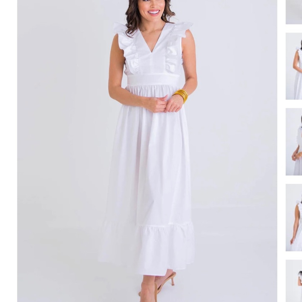 V-Neck Ruffle Poplin Maxi Dress